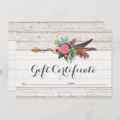Cadeaucertificaat Bohemian Feather Arrow Roos Kaar Kaart (Voorkant / Achterkant)