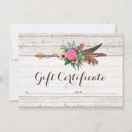 Cadeaucertificaat Bohemian Feather Arrow Roos Kaar Kaart