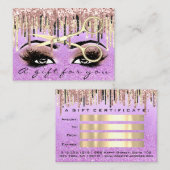 Cadeaucertificaat Hairdresser Glitter Lash Makeup Visitekaartje (Voorkant / Achterkant)