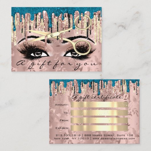 Cadeaucertificaat Hairdresser Makeup Lashes Roos Visitekaartje (Voorkant / Achterkant)