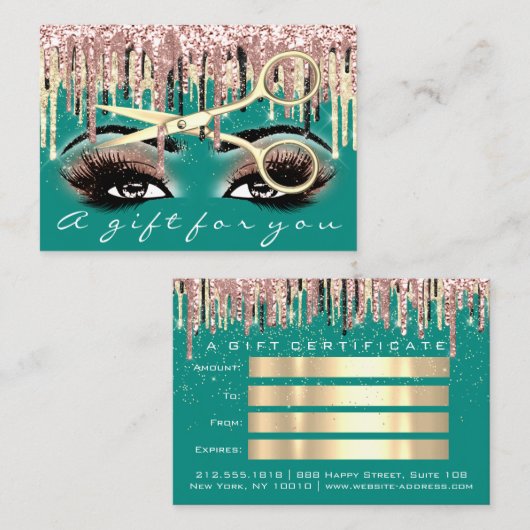 Cadeaucertificaat Hairdresser Roos Mint Makeup Visitekaartje (Voorkant / Achterkant)