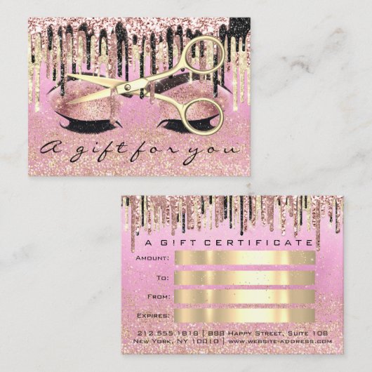 Cadeaucertificaat Hairdresser Roos Roze Makeup Las Visitekaartje (Voorkant / Achterkant)