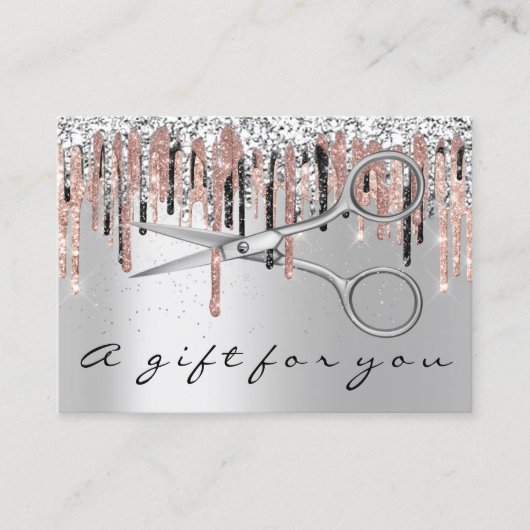 Cadeaucertificaat Hairdresser Silver Roos Scissors Visitekaartje (Voorkant)