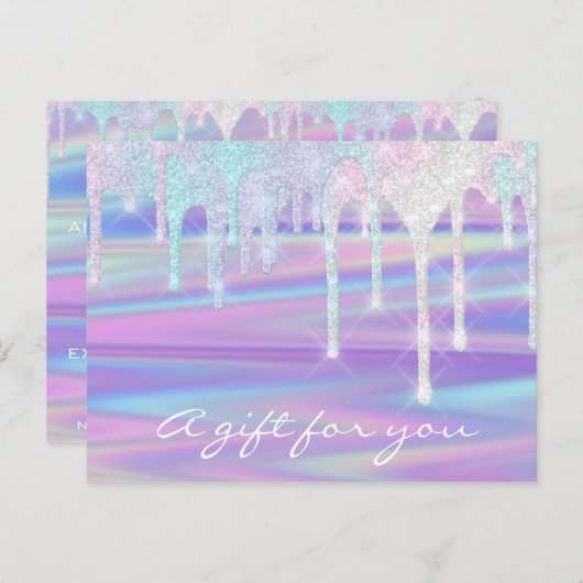 Cadeaucertificaat Holograaf Unicorn Roze Paars Briefkaart (Voorkant / Achterkant)