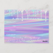 Cadeaucertificaat Holograaf Unicorn Roze Paars Briefkaart (Achterkant)