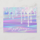 Cadeaucertificaat Holograaf Unicorn Roze Paars Briefkaart (Voorkant)