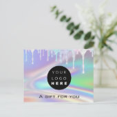 Cadeaucertificaat Holographic Unicorn Logo Modern Briefkaart (Staand voorkant)