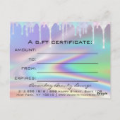 Cadeaucertificaat Holographic Unicorn Logo Modern Briefkaart (Achterkant)