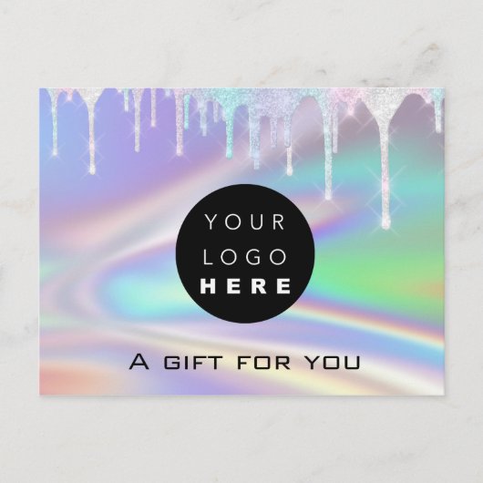 Cadeaucertificaat Holographic Unicorn Logo Modern Briefkaart (Voorkant)