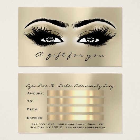 Cadeaucertificaat Ivory Eye Lash Extension Makeup Visitekaartje (Voorkant /achterkant)