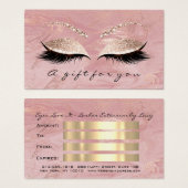 Cadeaucertificaat Marble Pink Lash Extension Makeu Visitekaartje (Voorkant /achterkant)