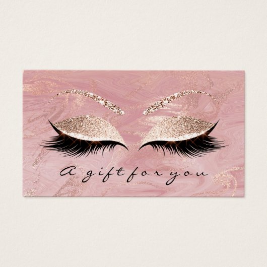 Cadeaucertificaat Marble Pink Lash Extension Makeu Visitekaartje (Voorkant)