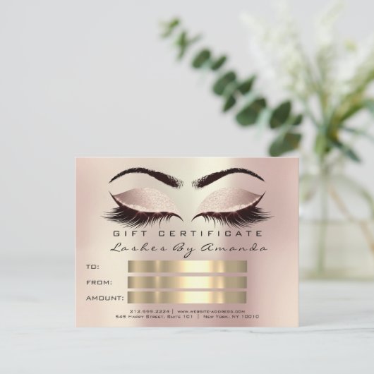 Cadeaucertificaat Microblading Cosmetoloog Lashes Briefkaart (Staand voorkant)