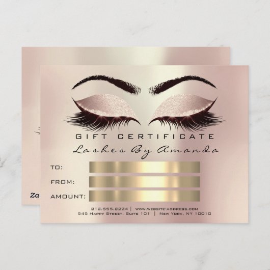 Cadeaucertificaat Microblading Cosmetoloog Lashes Briefkaart (Voorkant / Achterkant)