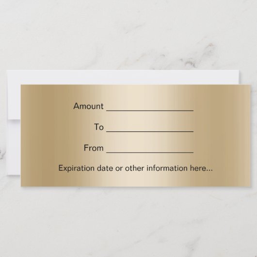 Cadeaucertificaat Modern Gold Glitter Elegant (Achterkant)