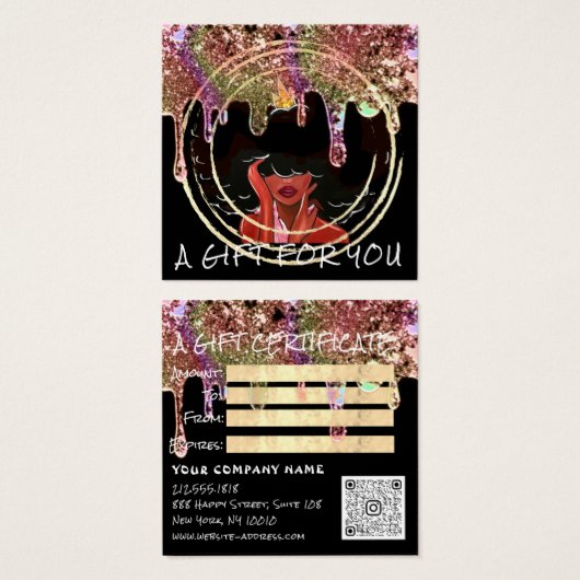 Cadeaucertificaat Nail Hair-make-up Drivers zwart Vierkante Visitekaartjes (Voorkant /achterkant)