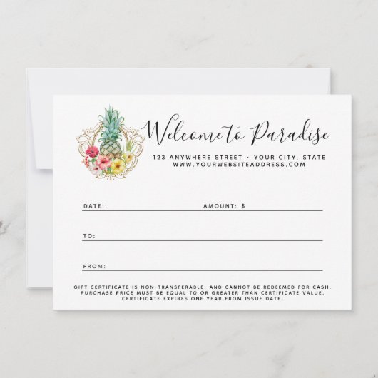 Cadeaucertificaat Pineappel & Hibiscus Flowers (Achterkant)
