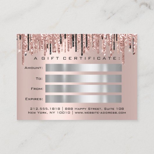 Cadeaucertificaat Roos Makeup Eyelash Hairdresser Visitekaartje (Achterkant)