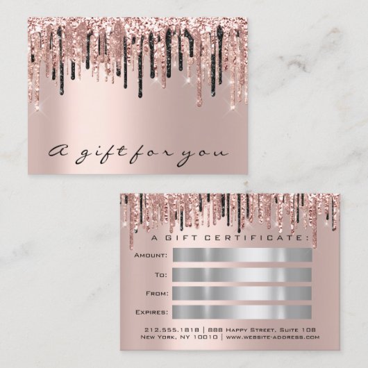 Cadeaucertificaat Roos Makeup Eyelash Hairdresser Visitekaartje (Voorkant / Achterkant)