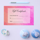 Cadeaucertificaat Roze Oranje ontwerp Flyer (Enkel)