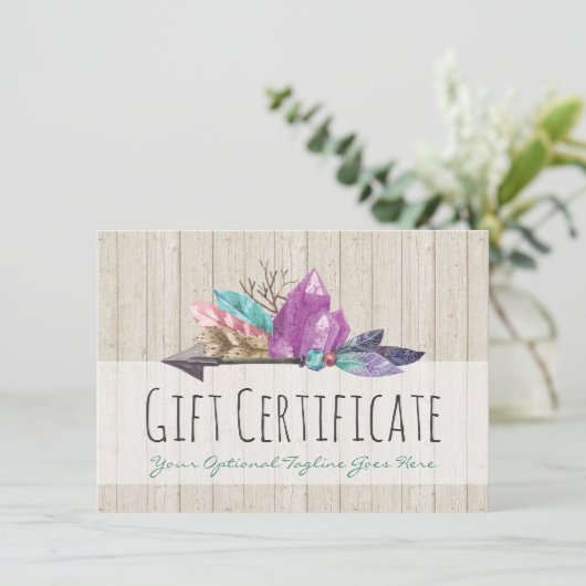 Cadeaucertificaat Rustic Bohemian Crystals & Arrow (Staand voorkant)
