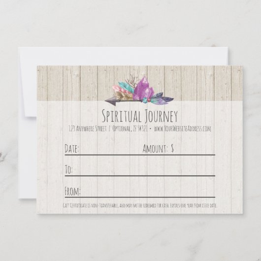 Cadeaucertificaat Rustic Bohemian Crystals & Arrow (Achterkant)