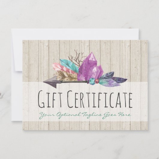 Cadeaucertificaat Rustic Bohemian Crystals & Arrow (Voorkant)