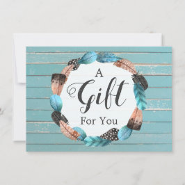 Cadeaucertificaat Rustic Turquoise Wood & Feathers
