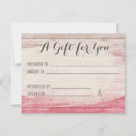 Cadeaucertificaat Rustisch hout Blush Pink Shabby