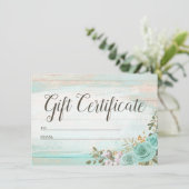 Cadeaucertificaat Rustisch hout Shabby Floral Kaar Kaart (Staand voorkant)