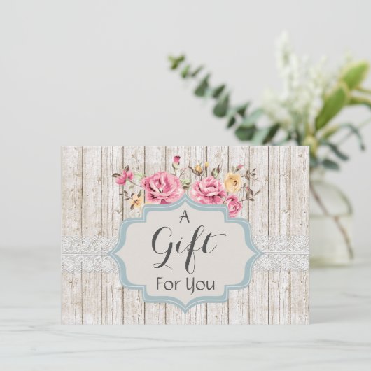 Cadeaucertificaat Shabby Chic Floral Rustial Wood (Staand voorkant)