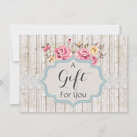 Cadeaucertificaat Shabby Chic Floral Rustial Wood (Voorkant)