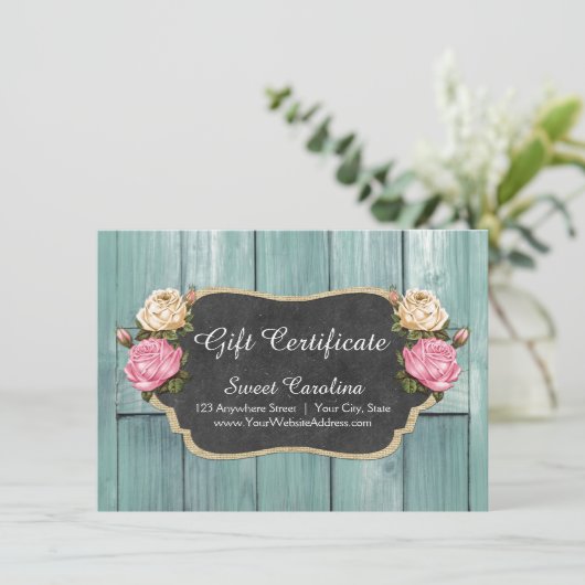 Cadeaucertificaat Shabby  Rustige Rozen (Staand voorkant)