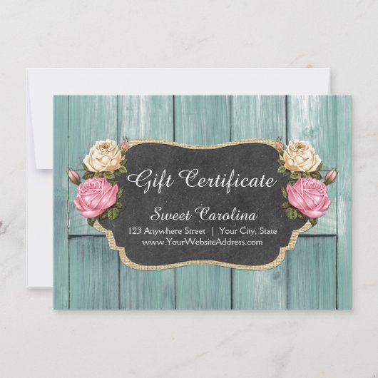 Cadeaucertificaat Shabby  Rustige Rozen (Voorkant)