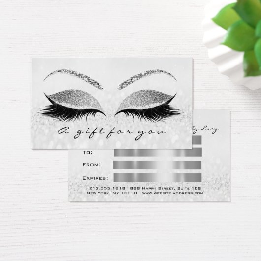 Cadeaucertificaat Silver Grey Lash Extension Makeu Visitekaartje (Bureau)