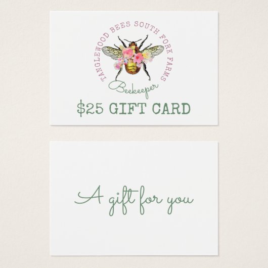 Cadeaucertificaat voor honingbijen visitekaartje (Voorkant /achterkant)