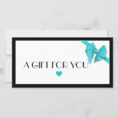 Cadeaucertificaat voor logo met zwart en Turquoise (Voorkant)