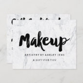 Cadeaucertificaat zwarte make-up script witte marm (Voorkant / Achterkant)