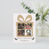 Cadeaudoos 4 Foto Collage Prettig Kerstfeest Briefkaart (Staand voorkant)