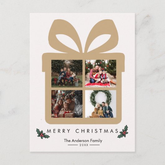 Cadeaudoos 4 Foto Collage Prettig Kerstfeest Briefkaart (Voorkant)