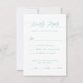 Cadeaudoos Blauw RSVP Calligrafie Menu Keuzekaart (Voorkant)