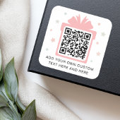 Cadeaudoos cadeau met sterretjes QR code roze wit Vierkante Sticker
