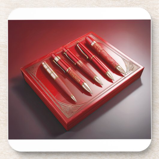 Cadeaudoos en vijf unieke balpennen bier onderzetter (Voorkant)