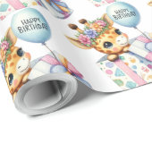 Cadeaudoos met baby giraffe surprise Happy Birthda Cadeaupapier (Rol Hoek)