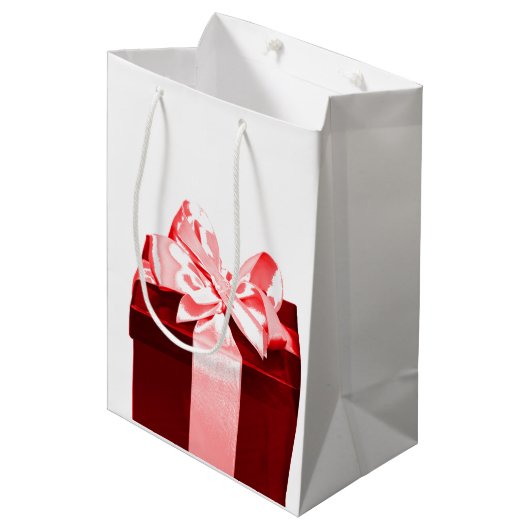 Cadeaudoos met satijnenboeg medium cadeauzakje (Voorkant Gekanteld)
