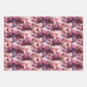 Cadeaudozen in roze & strepen inpakpapier vel (Voorkant 3)