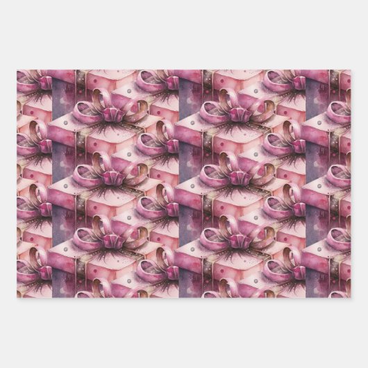 Cadeaudozen in roze & strepen inpakpapier vel (Voorkant 3)