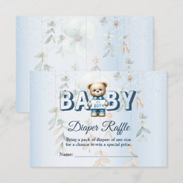 Cadeaufeestje Mooie Teddybeer Blauwe Bloemen Informatiekaartje