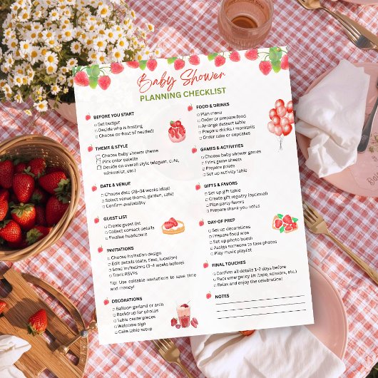 Cadeaufeestje planning checklist | Aardbei Thema