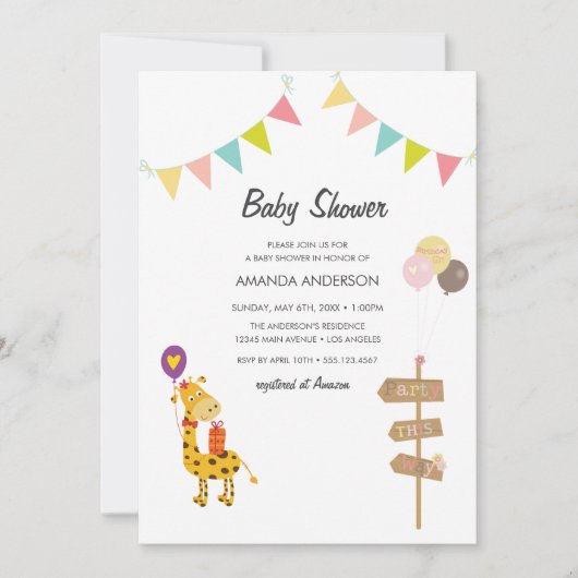 Cadeaufeestje Wilde Dieren Uitnodiging Baby Shower (Voorkant)